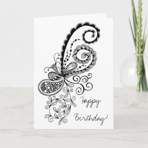 Doodle Card för grattis på födelsedagen Abstrakt Kort