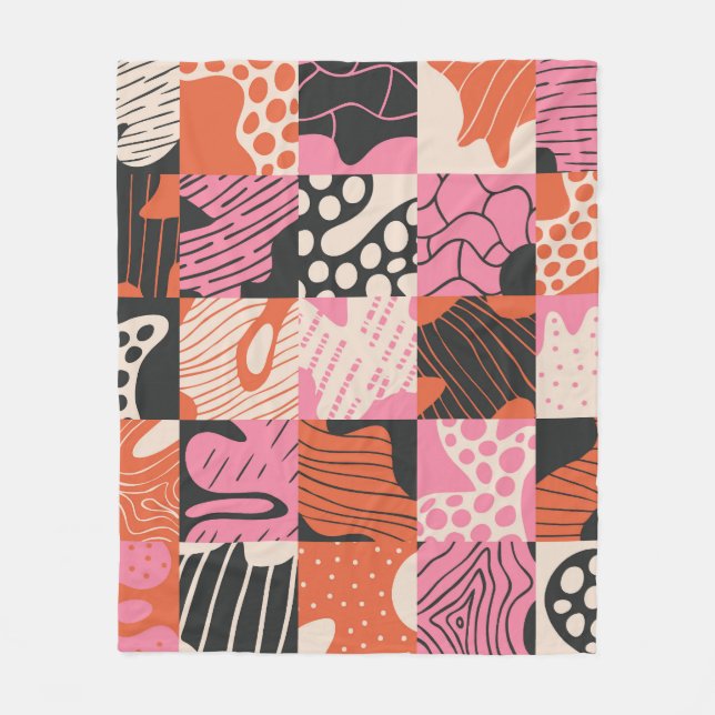 Doodle Cells: Geometric Mönster Design. Fleecefilt (Framsidan)