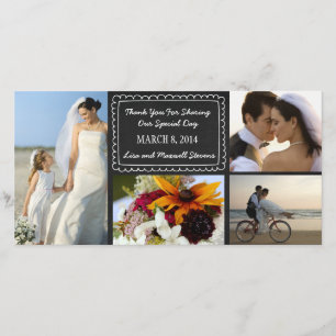 Doodle Chalkboard Bröllop Photo Tackto You Card Tack Kort