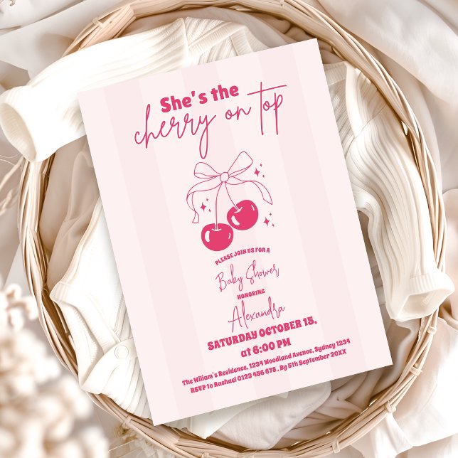 Doodle Cherry on top Baby Shower Inbjudningar (Skapare uppladdad)