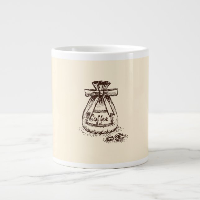 Doodle Coffee Beans Artistic Coffee Mug Jumbo Mugg (Framsidan)