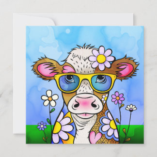 Doodle Cow Portrait Kort