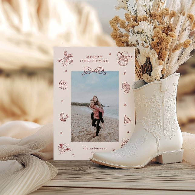 Doodle Cowboys julfotoport, Helgdag Card Julkort (Skapare uppladdad)