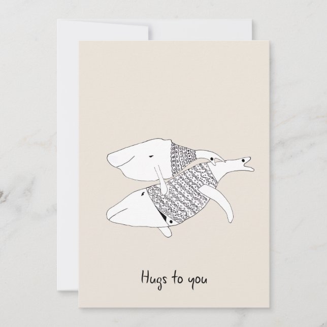 Doodle Cream uppmuntrar till hälsningskort Whales  Inbjudningar (Framsida)