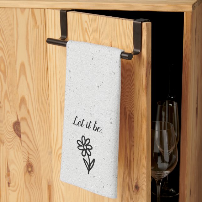 Doodle Daisy and Quote on Terrazzo Kökshandduk (Thirds Fold)