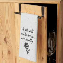 Doodle Daisy and Quote on Terrazzo Kökshandduk