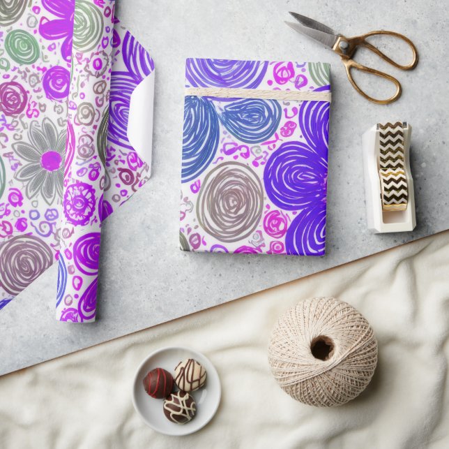 Doodle Daisy Mönster Presentpapper (Hantverk)