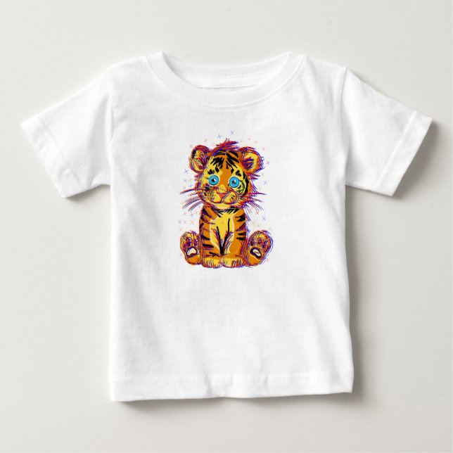 Doodle de tigre bebé: La dulzura salvaje y los ojo T Shirt (Framsida)
