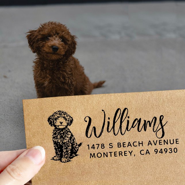 Doodle Dog Gift Return Address Dog Owner Självfärgande Stämpel (Skapare uppladdad)