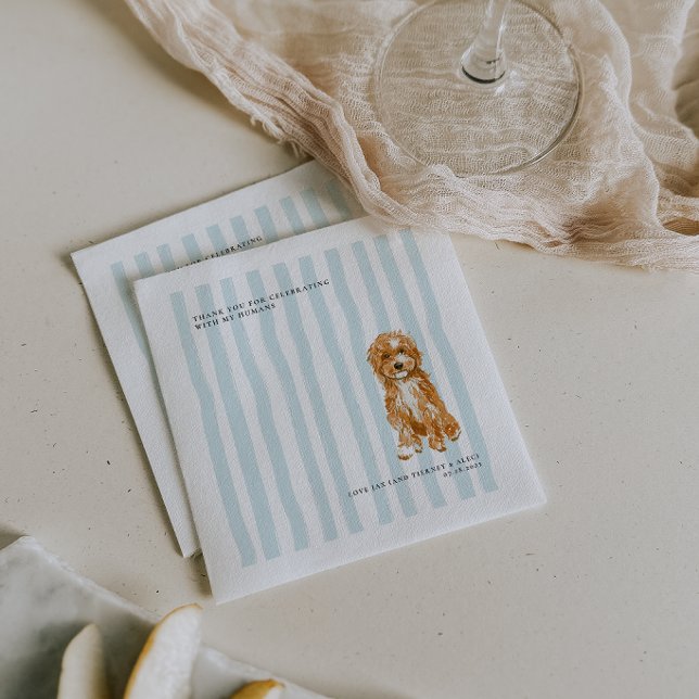 Doodle Dog | Personlig Husdjursillustration Bröllo Pappersservett (Skapare uppladdad)