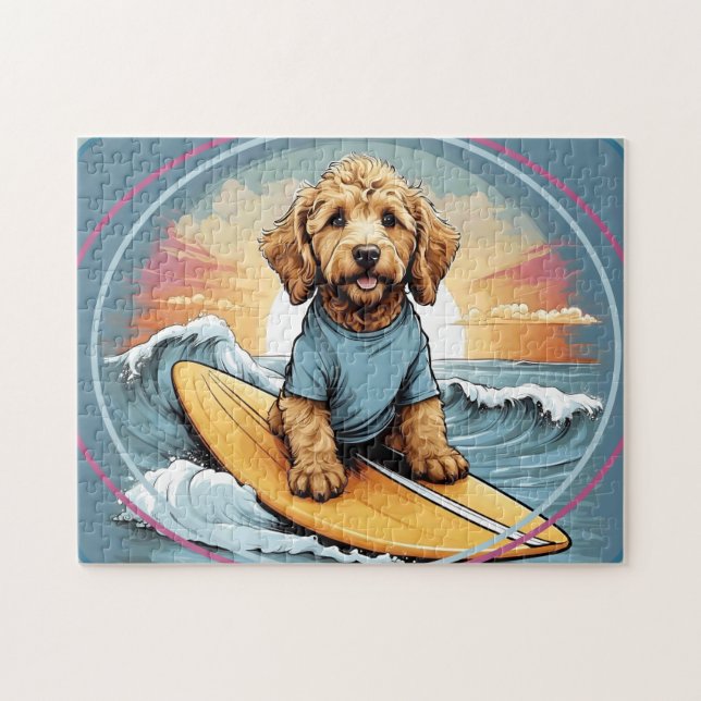Doodle Dog Surfing Pussel (Horisontell)