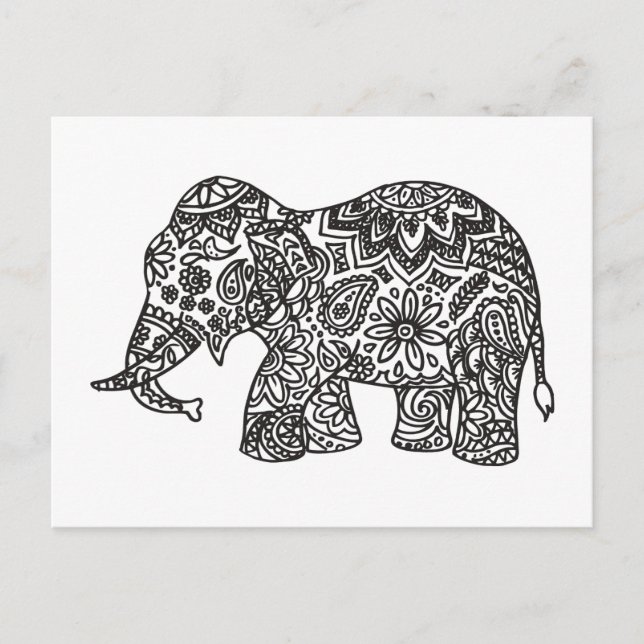 Doodle Elephant Vykort (Framsida)