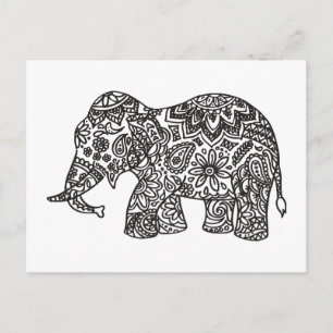 Doodle Elephant Vykort
