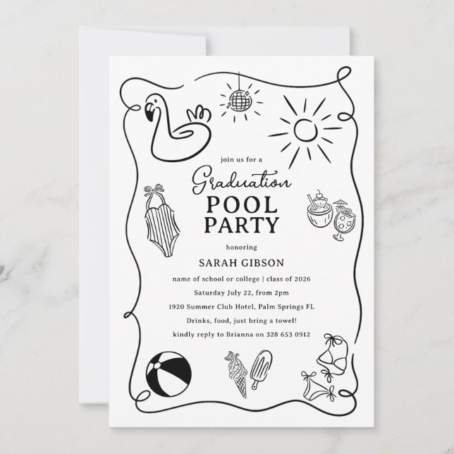 Doodle-examenspoolparty-inbjudan Inbjudningar (Framsida)