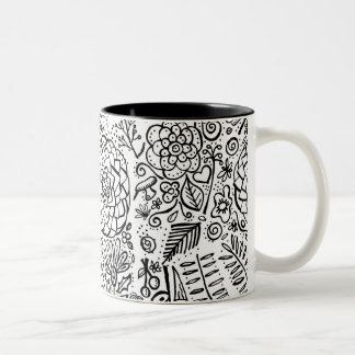 doodle floral Två-Tonad mugg