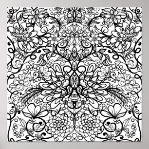 Doodle Flowers Bevackra Färg Me Poster
