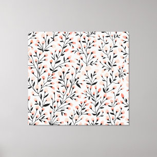 Doodle Flowers: Coral Blommigt Seamless. Canvastryck