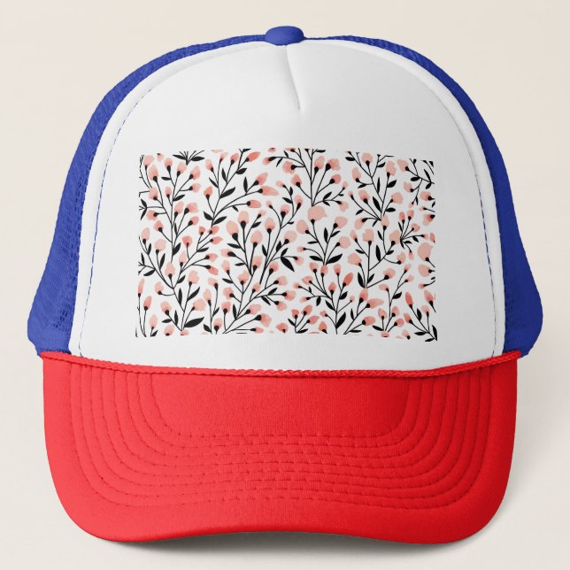 Doodle Flowers: Coral Blommigt Seamless. Keps (Framsida)