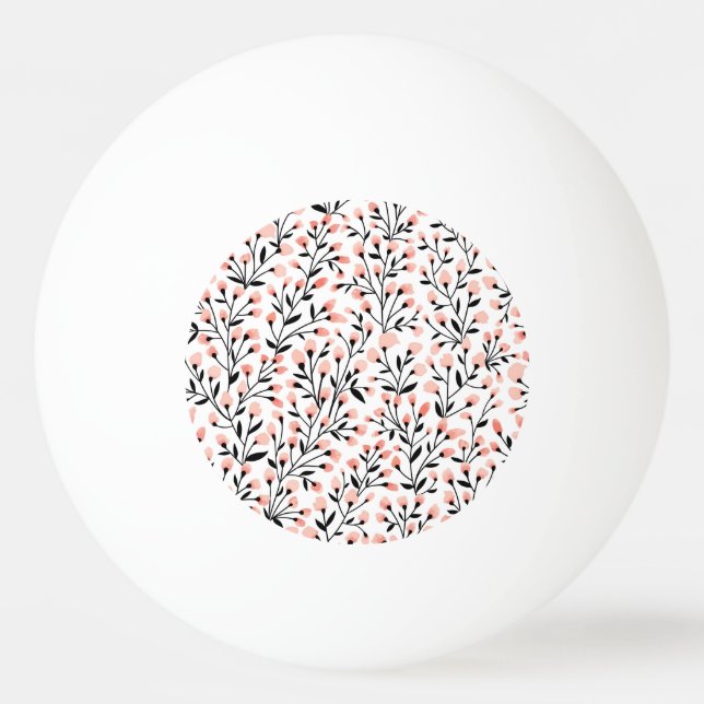 Doodle Flowers: Coral Blommigt Seamless. Pingisboll (Framsidan)