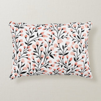 Doodle Flowers: Coral Blommigt Seamless. Prydnadskudde