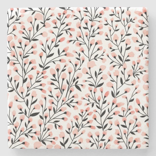 Doodle Flowers: Coral Blommigt Seamless. Stenunderlägg (Framsidan)