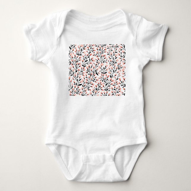 Doodle Flowers: Coral Blommigt Seamless. T Shirt (Framsida)