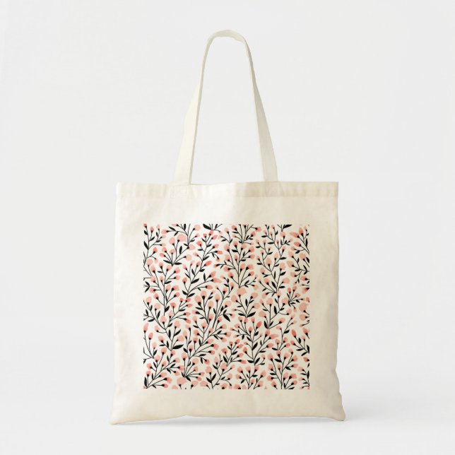 Doodle Flowers: Coral Blommigt Seamless. Tygkasse (Framsidan)