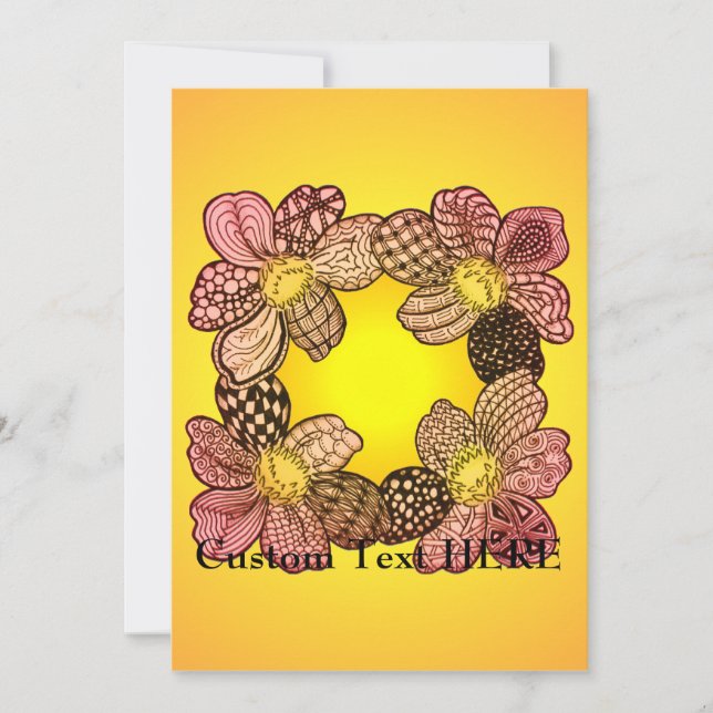 Doodle Flowers i Peach, Orange och Guld (Framsida)