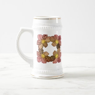 Doodle Flowers i Peach, Orange och Guld Sejdel
