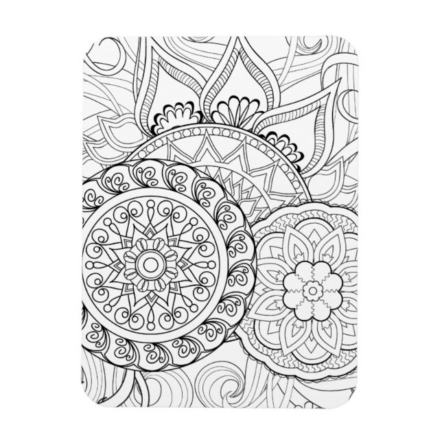 Doodle Flowers och Mandalas Magnet (Vertikal)