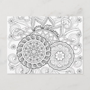 Doodle Flowers och Mandalas Vykort