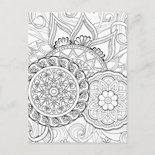 Doodle Flowers och Mandalas Vykort