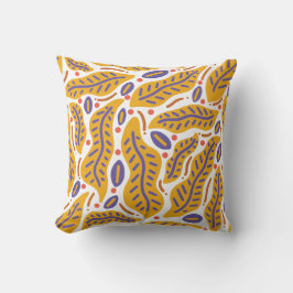 Doodle för färglös Orange Tropical Löv Kudde