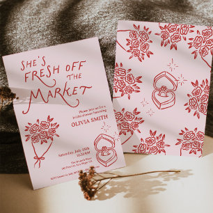 Doodle Fresh från Marknaden Bröllopsdusch Inbjudningar