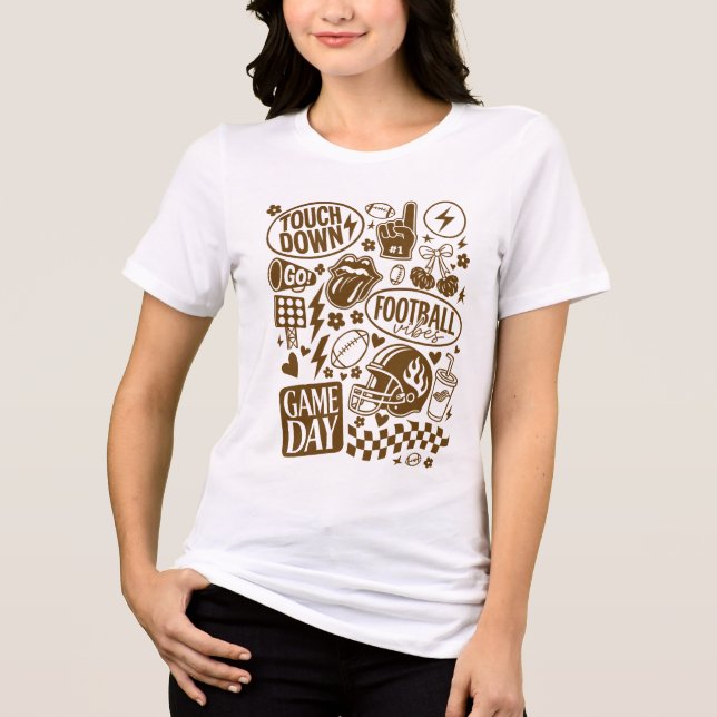 Doodle Game Day Football Vibes T Shirt (Framsida)