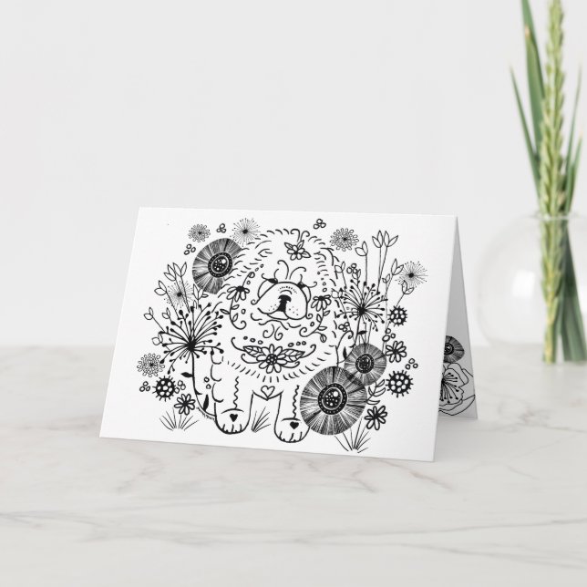 DOODLE GARDEN-   CHOW HUND Art Card Helgkort (Framsida)