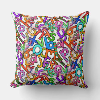 Doodle gemena alfabetmönster kudde
