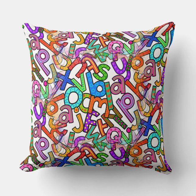 Doodle gemena alfabetmönster kudde (Framsida)