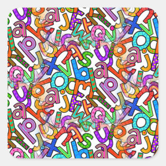 Doodle gemener alfabetet mönster fyrkantigt klistermärke