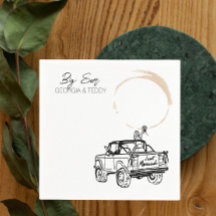 Doodle Getaway Car bröllop cocktail napkin