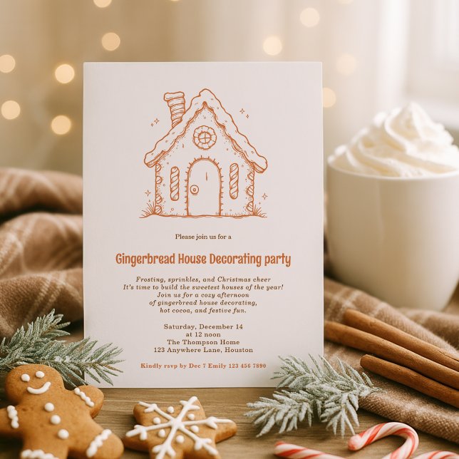 Doodle Gingerbröd House Decororto jul Inbjudningar (Skapare uppladdad)