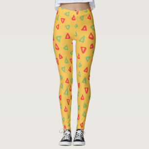 Doodle Gult Red Minimal Mönster Leggings