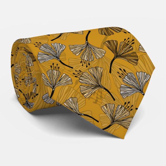 Doodle Gult vackert blommönster Slips (Rullad)