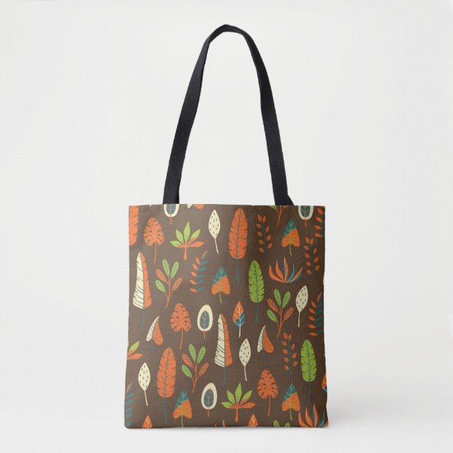 Doodle Hand Drawn Tropical Pattern with Leaves on  Tygkasse (Framsida)
