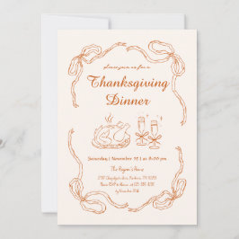 Doodle Handritad Excentrisk Thanksgiving Middag Inbjudningar