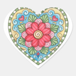Doodle Heart - Stickers Hjärtformat Klistermärke