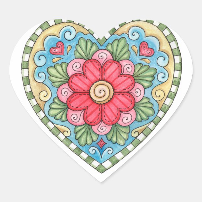 Doodle Heart - Stickers Hjärtformat Klistermärke (Framsida)