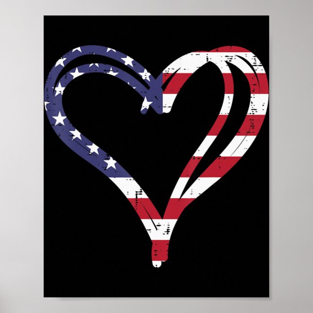 Doodle Heart US American Flagga Memorial Dag 4:e Poster (Framsidan)
