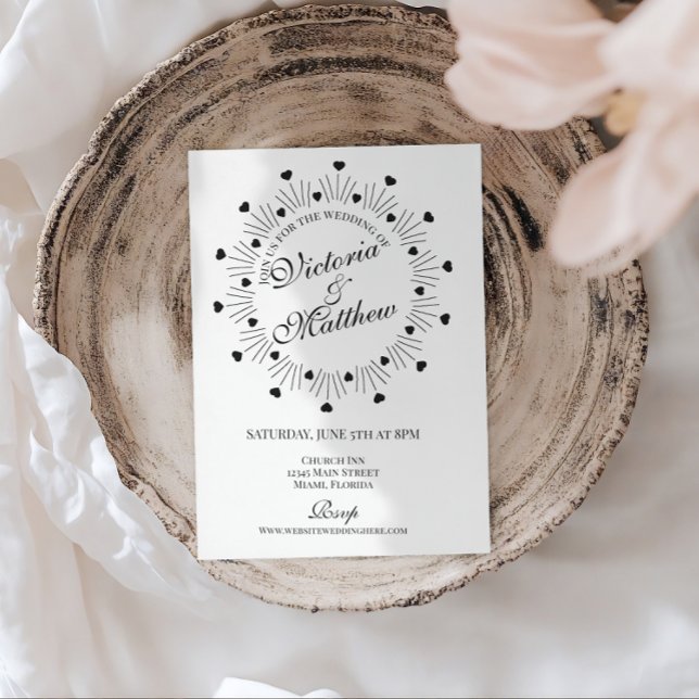 Doodle Hearts Frame Script Wedding Inbjudningar (Skapare uppladdad)