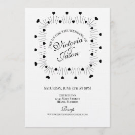 Doodle Hearts Frame Script Wedding Inbjudningar